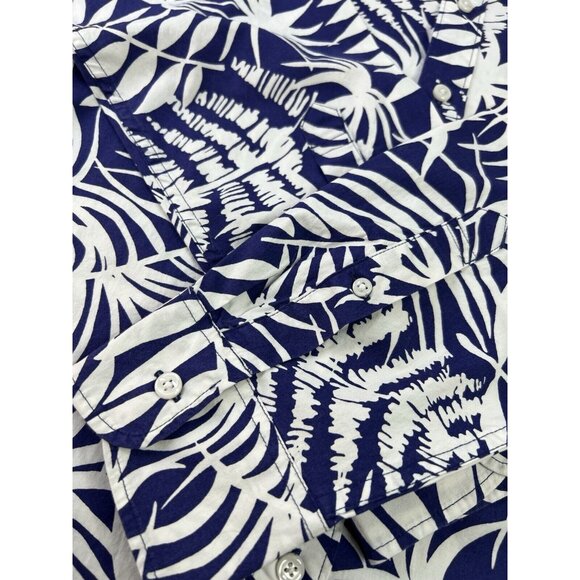 J Crew shirt Mens L Blue Floral Printed Long-Sleeve Slim Stretch Casual Tropical - Picture 9 of 12